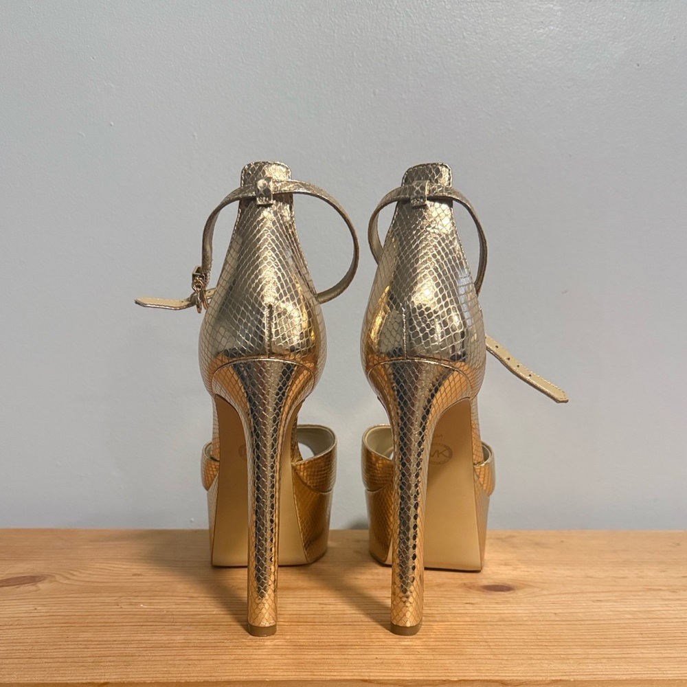 Michael Kors Gold Snake Print Platform Heels - Picture 4 of 5